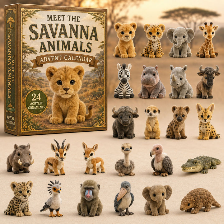 CHRISMAST KICKOFF 40% OFF - Savanna Animals Life Advent Calendar 2026 - 24-Day Festive Countdown, Acrylic Charms Blind Box - Gift For Animal Lovers AC0TM192