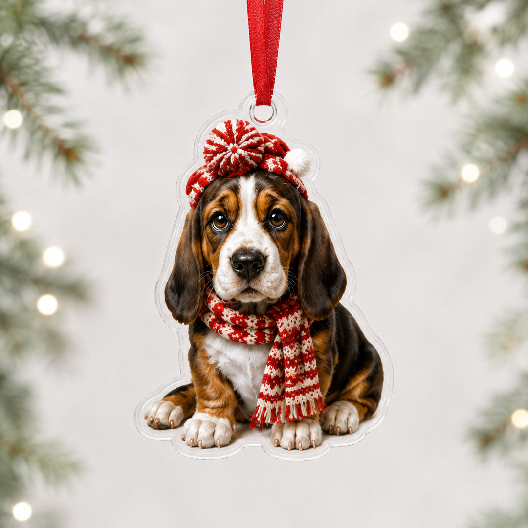 Scarf Basset Hound Mica Ornament NCU0NT048
