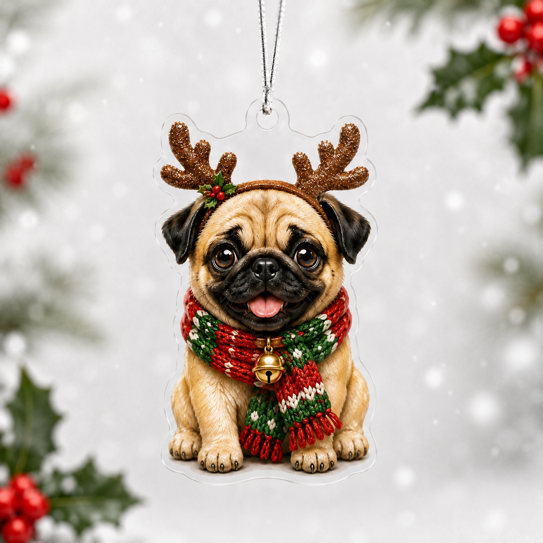 Scarf Pug Mica Ornament NCU0NT091