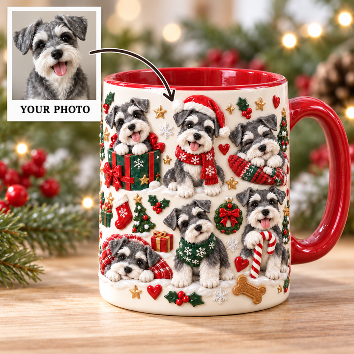 Schnauzer Christmas Personalized 3D Effect Printed Accent Mug UPL0NT004
