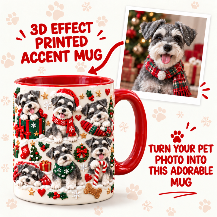 Schnauzer Christmas Personalized 3D Effect Printed Accent Mug UPL0NT004