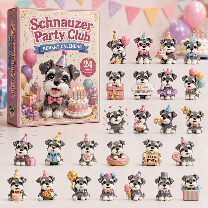 CHRISTMAS KICKOFF 40% OFF - Schnauzer Party Club Advent Calendar 2026 - 24-Day Festive Countdown, Acrylic Charms Blind Box - Gift For Schnauzer Lovers AC0HA136
