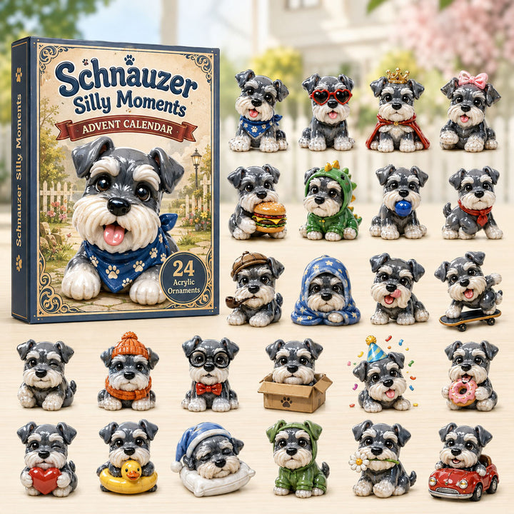 CHRISTMAS KICKOFF 40% OFF - Schnauzer Silly Moments Advent Calendar 2026 - 24-Day Festive Countdown, Acrylic Charms Blind Box - Gift For Schnauzer Lovers AC0HA137