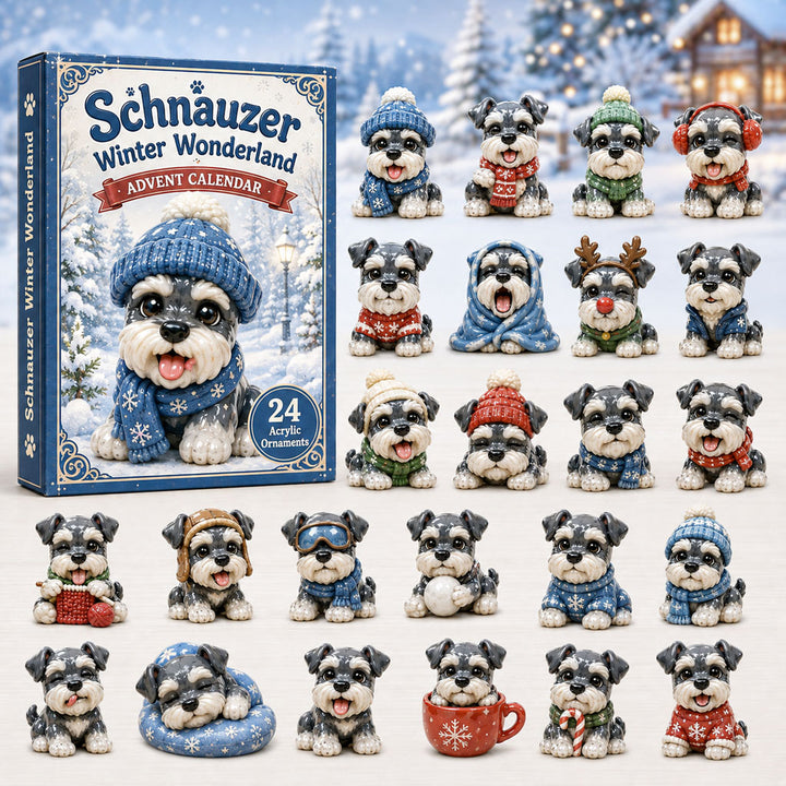 CHRISTMAS KICKOFF 40% OFF - Schnauzer Winter Wonderland Advent Calendar 2026 - 24-Day Festive Countdown, Acrylic Charms Blind Box - Gift For Schnauzer Lovers AC0HA138