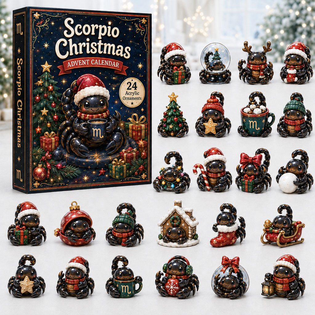 CHRISTMAS KICKOFF 40% OFF - Scorpio Dark Christmas Advent Calendar 2026 - 24-Day Festive Countdown, Acrylic Charms Blind Box - Gift For Astrology Lovers AC0HA203