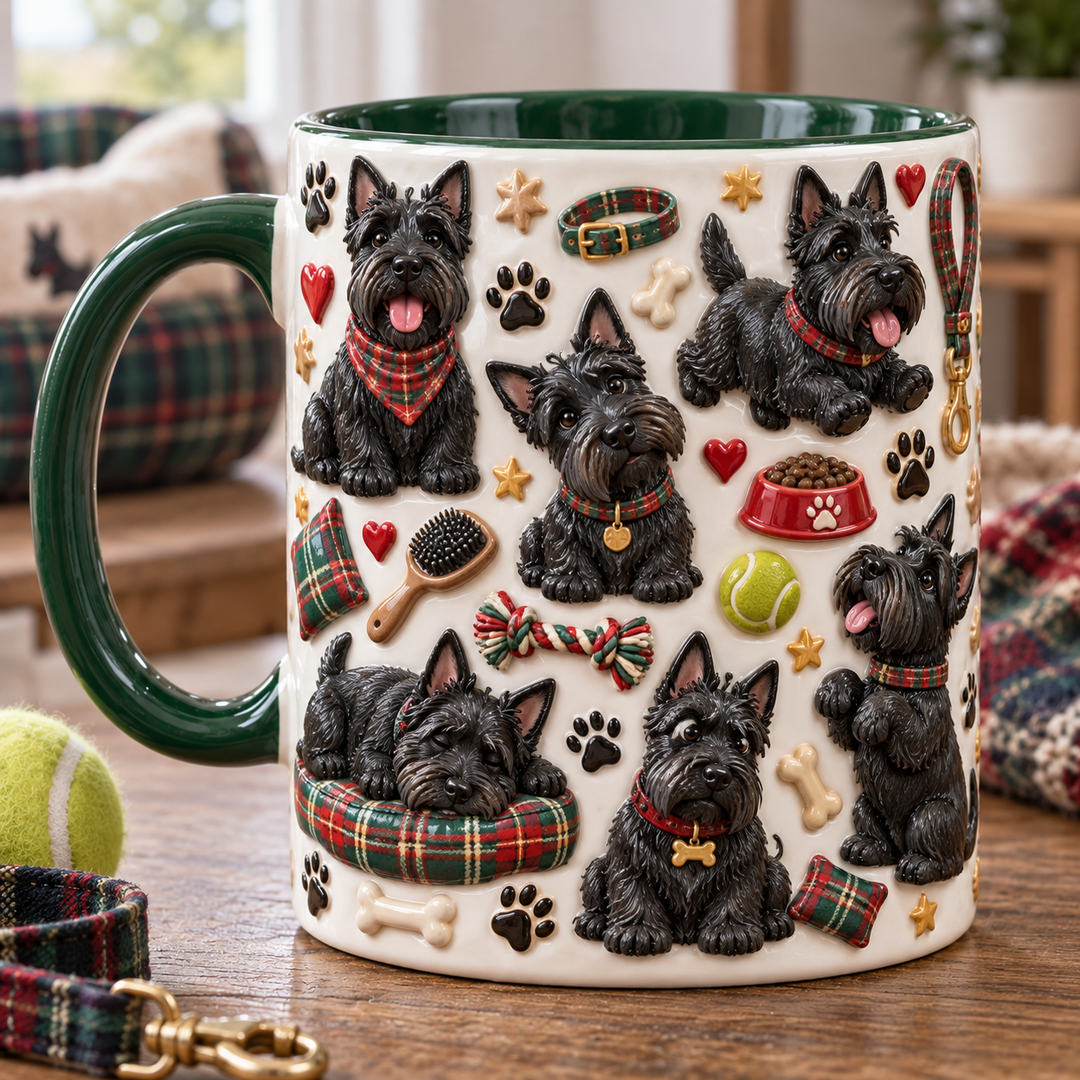 Scottie Terrier Daily Life Christmas 3D Effect Printed Accent Mug NCU0TH088