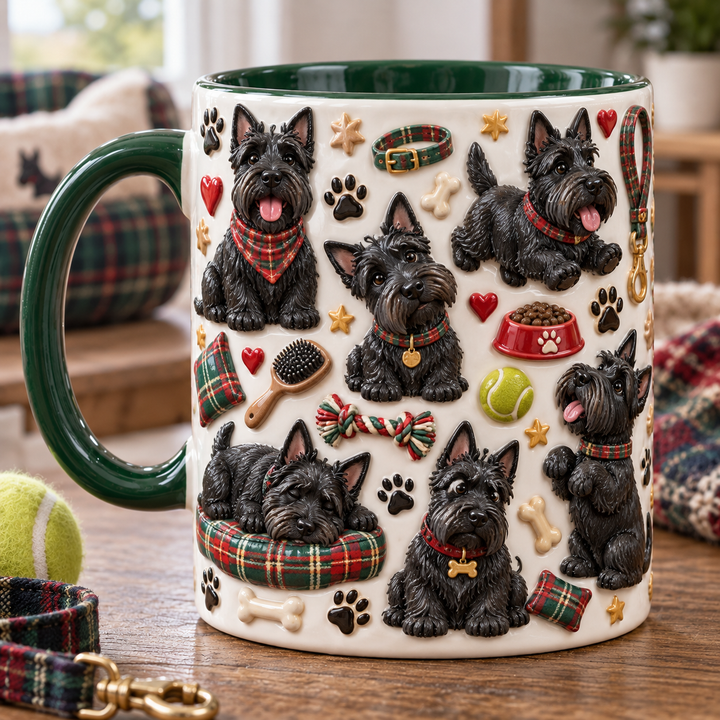 Scottie Terrier Daily Life Christmas 3D Effect Printed Accent Mug NCU0TH088