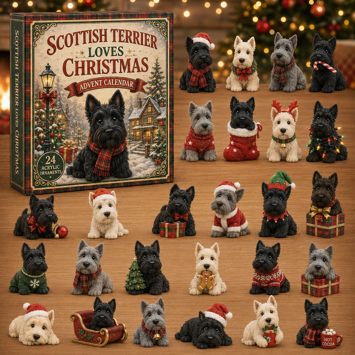 CHRISTMAS KICKOFF 40% OFF - Scottish Terrier Christmas Advent Calendar 2026 - 24-Day Festive Countdown, Acrylic Charms Blind Box - Gift For Dog Lovers AC0TM252