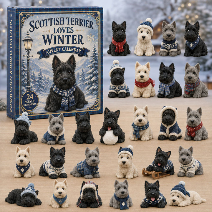 CHRISTMAS KICKOFF 40% OFF - Scottish Terrier Winter Advent Calendar 2026 - 24-Day Festive Countdown, Acrylic Charms Blind Box - Gift For Dog Lovers AC0TM253
