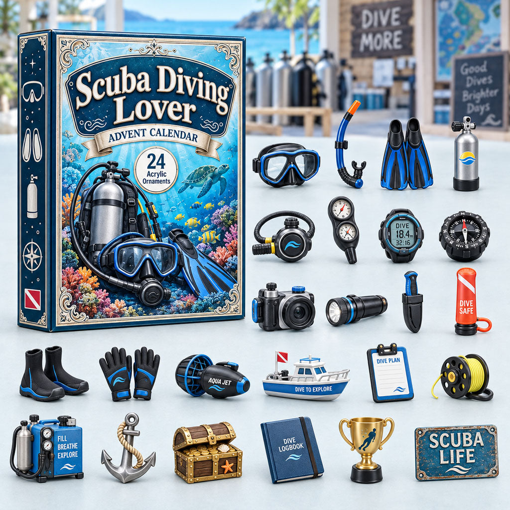 CHRISTMAS KICKOFF 40% OFF - Scuba Diving Lover Advent Calendar 2026 - 24-Day Festive Countdown, Acrylic Charms Blind Box - Gift For Outdoor Hobby Lovers AC0HA264