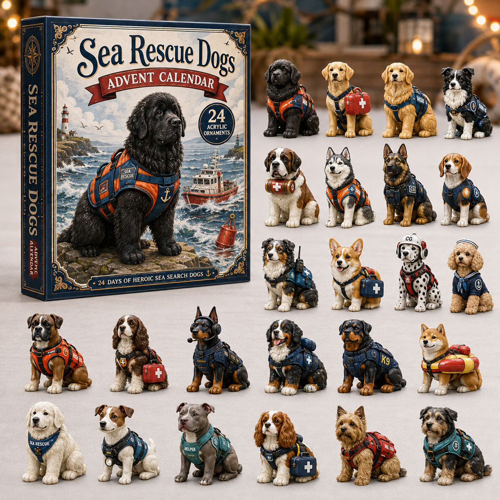 CHRISTMAS KICKOFF 40% OFF - Sea Rescue Dogs Advent Calendar 2026 - 24-Day Festive Countdown, Acrylic Charms Blind Box - Gift For Dog Lovers AC0NT044