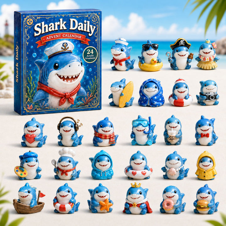 CHRISTMAS KICKOFF 40% OFF - Shark Daily Advent Calendar 2026 - 24-Day Festive Countdown, Acrylic Charms Blind Box - Gift For Shark Lovers