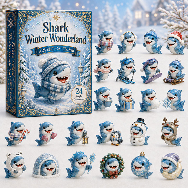 CHRISTMAS KICKOFF 40% OFF - Shark Winter Wonderland Advent Calendar 2026 - 24-Day Festive Countdown, Acrylic Charms Blind Box - Gift For Shark Lovers AC0HA037