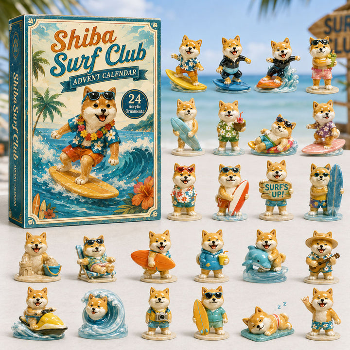 CHRISMAST KICKOFF 40% OFF - Shiba Surf Club Advent Calendar 2026 - 24-Day Festive Countdown, Acrylic Charms Blind Box - Gift For Dog Lovers AC0TH138