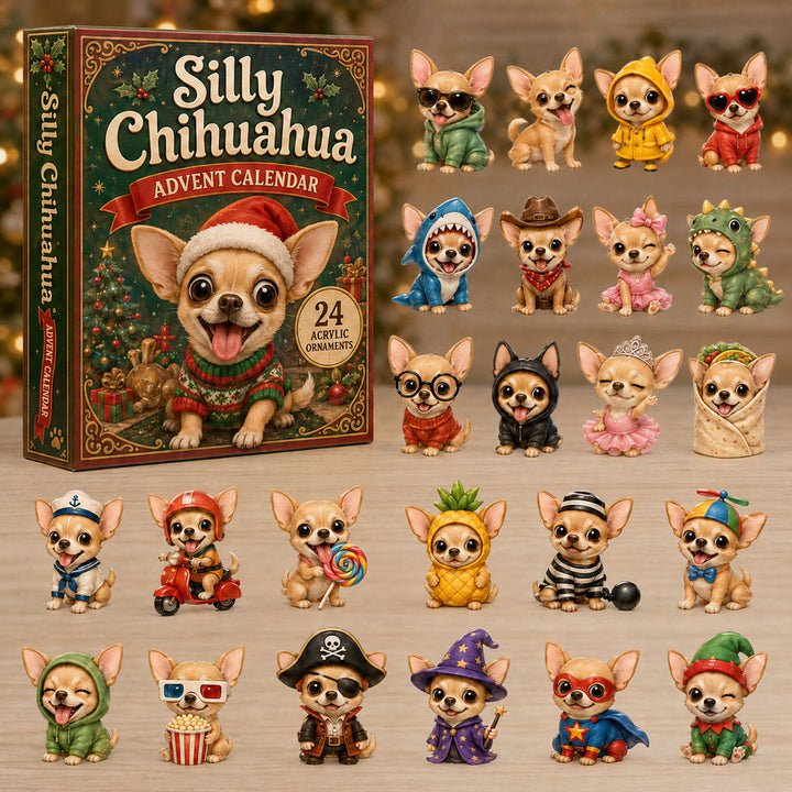 CHRISTMAS KICKOFF 40% OFF - Silly Chihuahua Advent Calendar 2026 - 24-Day Festive Countdown, Acrylic Charms Blind Box - Gift For Chihuahua Lovers AC0NT074