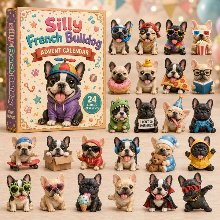 CHRISTMAS KICKOFF 40% OFF - Silly French Bulldog Advent Calendar 2026 - 24-Day Festive Countdown, Acrylic Charms Blind Box - Gift For Dog Lovers AC0NT084