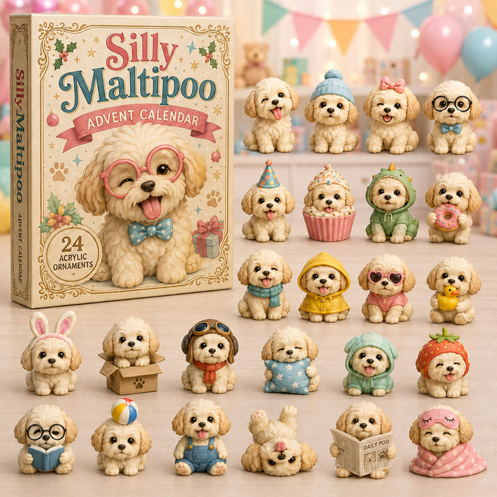 CHRISTMAS KICKOFF 40% OFF - Silly Maltipoo Advent Calendar 2026 - 24-Day Festive Countdown, Acrylic Charms Blind Box - Gift For Maltipoo Lovers AC0NT119