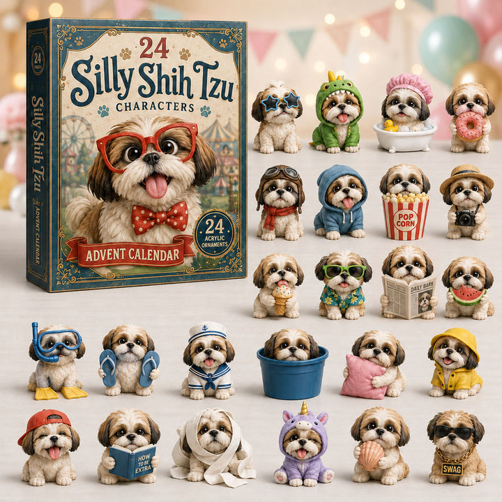 CHRISTMAS KICKOFF 40% OFF - Silly Shih Tzu Advent Calendar 2026 - 24-Day Festive Countdown, Acrylic Charms Blind Box - Gift For Shih Tzu Lovers AC0NT159