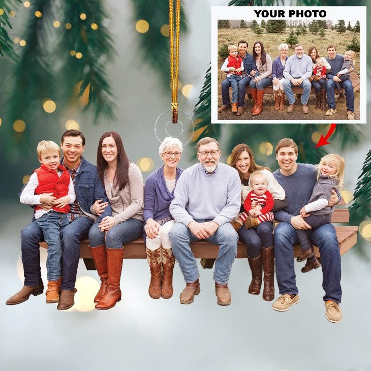 Forever Family - Personalized Photo Mica Ornament - Christmas Gift For Family, Family Members