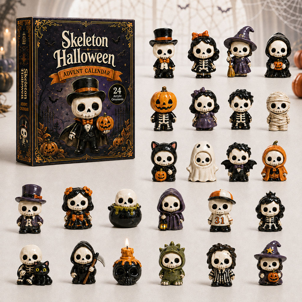 HALLOWEEN KICKOFF 40% OFF - Skeleton Halloween Advent Calendar 2026 - 24-Day Festive Countdown, Acrylic Charms Blind Box - Gift For Cute Collectors