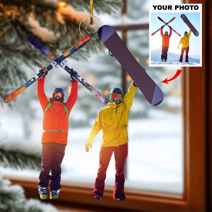 Skiing For Life - Personalized Mica Ornament - Gift For Skiing Lovers, Family Members