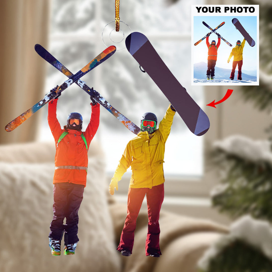 Skiing For Life - Personalized Mica Ornament - Gift For Skiing Lovers, Family Members