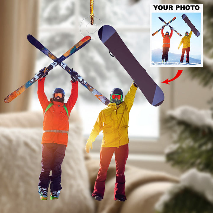 Skiing For Life - Personalized Mica Ornament - Gift For Skiing Lovers, Family Members
