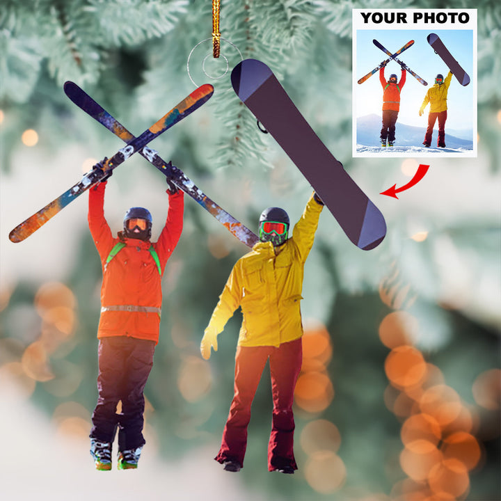 Skiing For Life - Personalized Mica Ornament - Gift For Skiing Lovers, Family Members