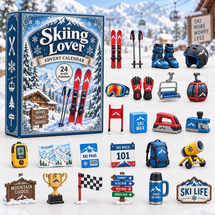 CHRISTMAS KICKOFF 40% OFF - Skiing Lover Advent Calendar 2026 - 24-Day Festive Countdown, Acrylic Charms Blind Box - Gift For Outdoor Hobby Lovers AC0HA265