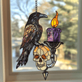Raven Skull Halloween - Window Hanging Suncatcher NCU0PD025
