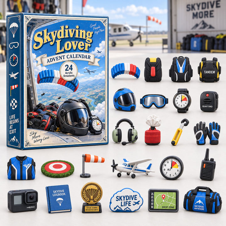 CHRISTMAS KICKOFF 40% OFF - Skydiving Lover Advent Calendar 2026 - 24-Day Festive Countdown, Acrylic Charms Blind Box - Gift For Outdoor Hobby Lovers AC0HA266