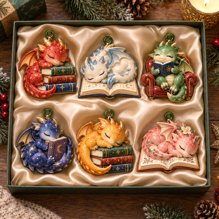 Sleeping Bookish Dragon Acrylic Ornament Gift Set NCU0HT161