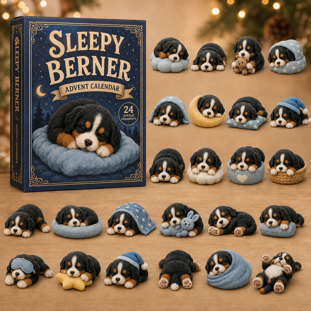 CHRISTMAS KICKOFF 40% OFF - Sleepy Berner Advent Calendar 2026 - 24-Day Festive Countdown, Acrylic Charms Blind Box - Gift For Bernese Lovers AC0TM177