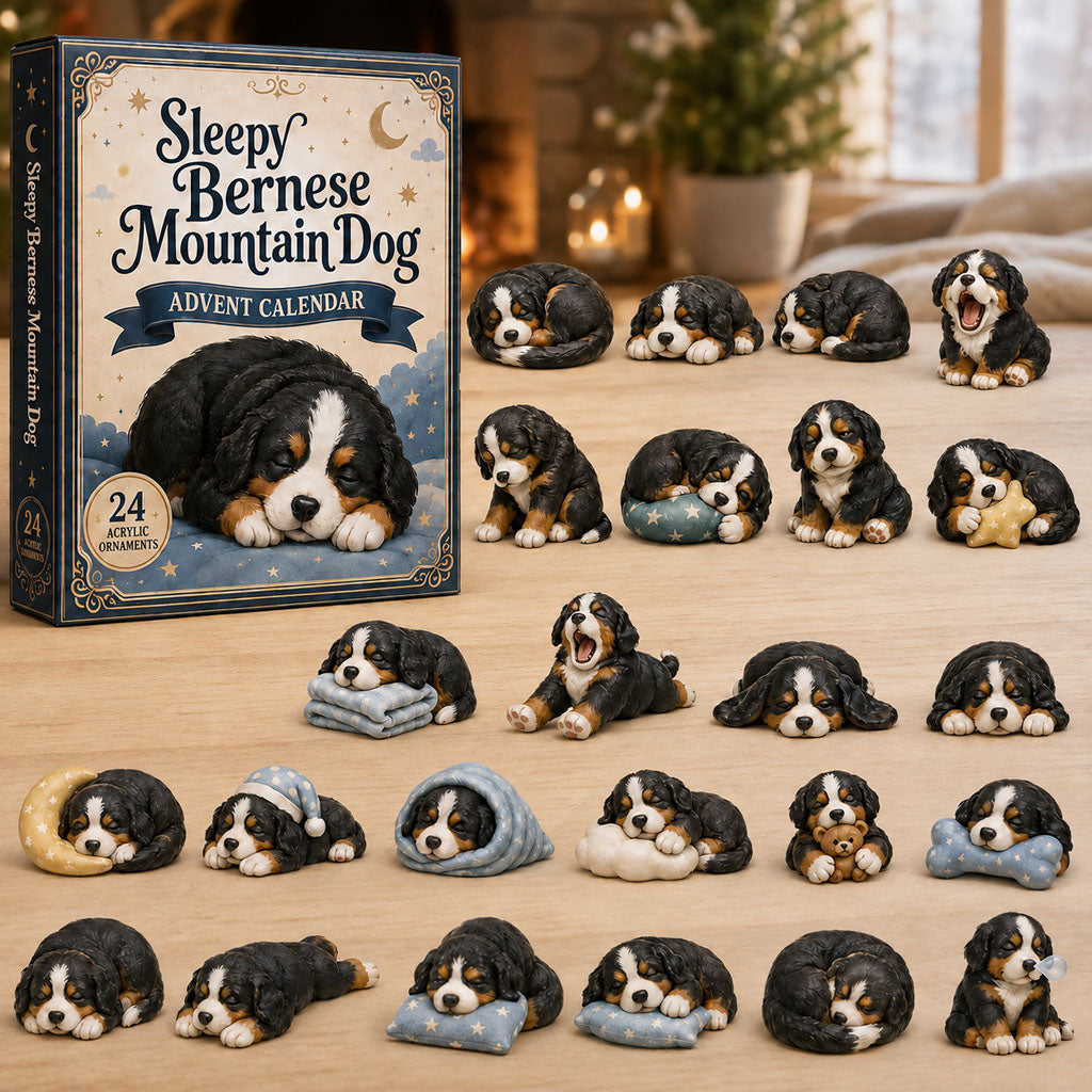 CHRISTMAS KICKOFF 40% OFF - Sleepy Bernese Mountain Dog Advent Calendar 2026 - 24-Day Festive Countdown, Acrylic Charms Blind Box - Gift For Bernese Mountain Dog Lovers AC0NT145
