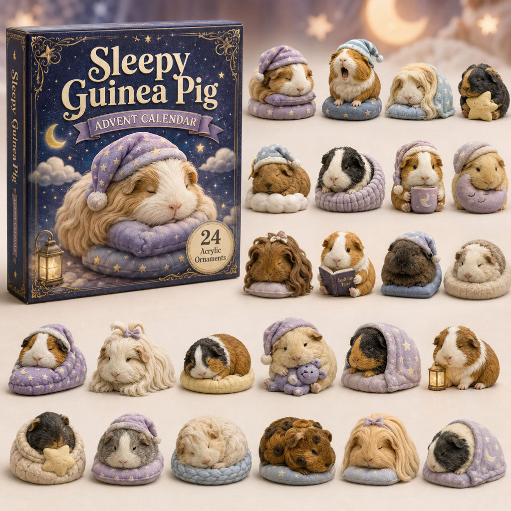 CHRISTMAS KICKOFF 40% OFF - Sleepy Guinea Pig Advent Calendar 2026 - 24-Day Festive Countdown, Acrylic Charms Blind Box - Gift For Guinea Pig Lovers AC0TH100