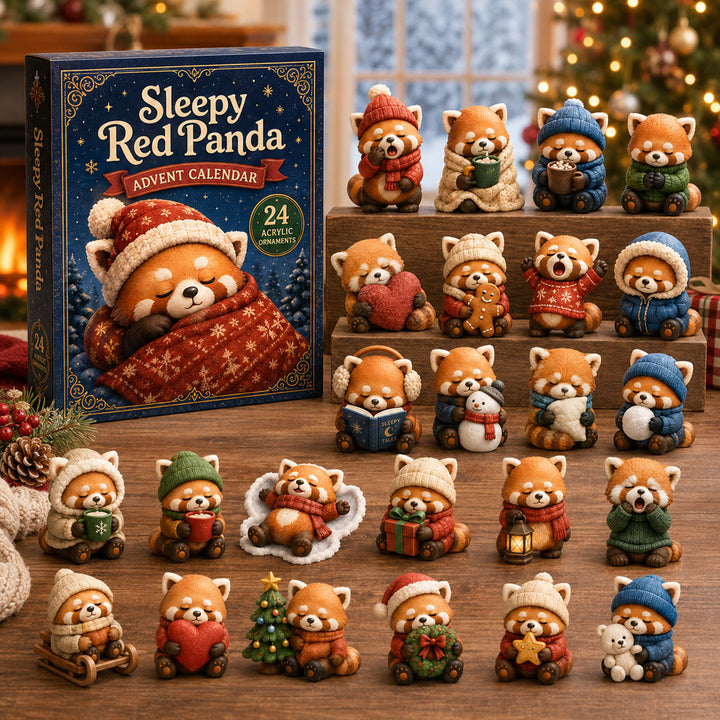 CHRISTMAS KICKOFF 40% OFF - Sleepy Red Panda Advent Calendar 2026 - 24-Day Festive Countdown, Acrylic Charms Blind Box - Gift For Red Panda Lovers AC0NT185