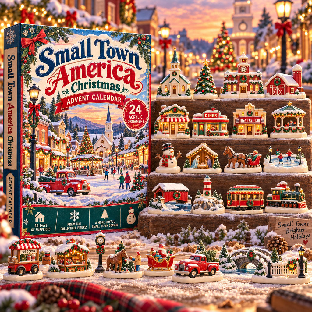 CHRISTMAS KICKOFF 40% OFF - Small Town Christmas Advent Calendar 2026 - 24-Day Festive Countdown, Acrylic Charms Blind Box - Gift For American Patriots AC0HA562