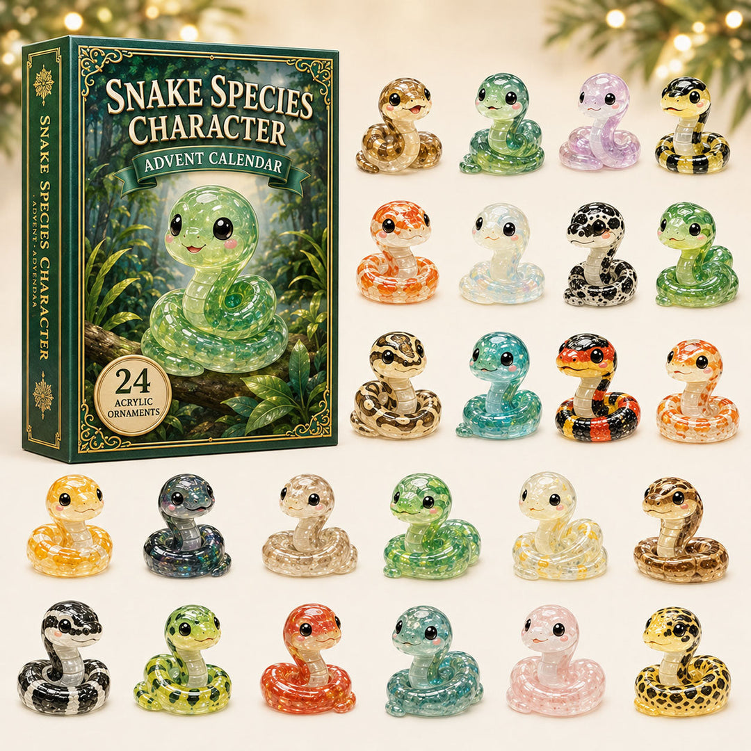 CHRISTMAS KICKOFF 40% OFF - Snake Species Advent Calendar 2026 - 24-Day Festive Countdown, Acrylic Charms Blind Box - Gift For Snake Lovers