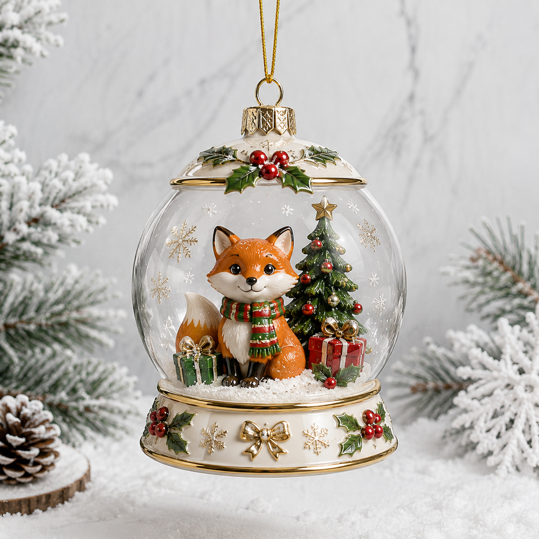 Snowbal Fox Mica Ornament NCU0TH028