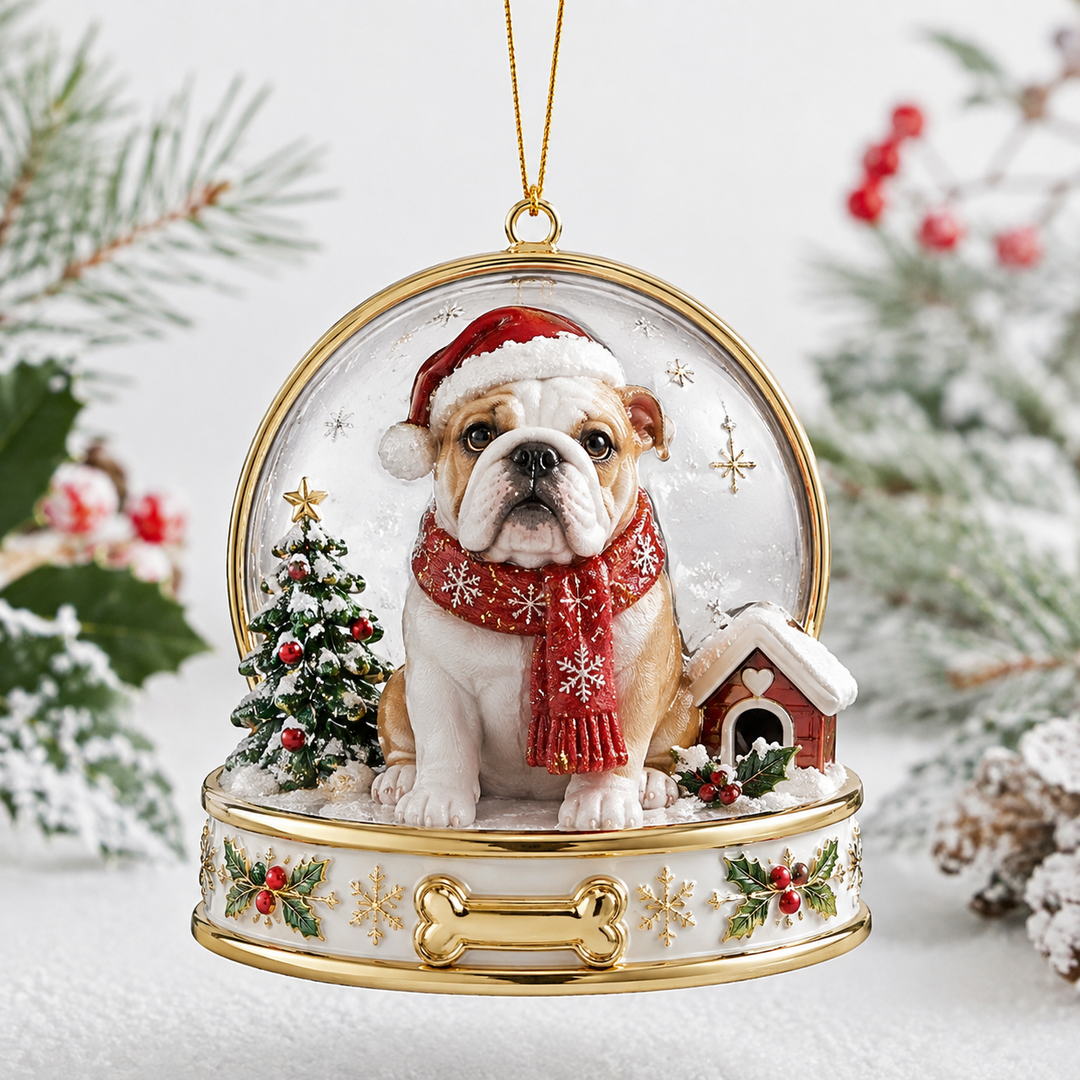 Snowball Bulldog Mica Ornament NCU0TH015