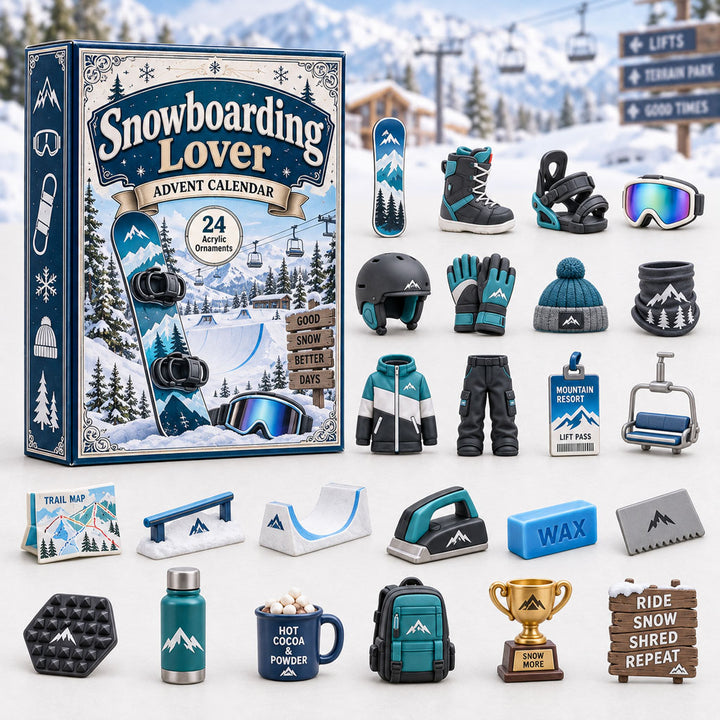 CHRISTMAS KICKOFF 40% OFF - Snowboarding Lover Advent Calendar 2026 - 24-Day Festive Countdown, Acrylic Charms Blind Box - Gift For Outdoor Hobby Lovers AC0HA268