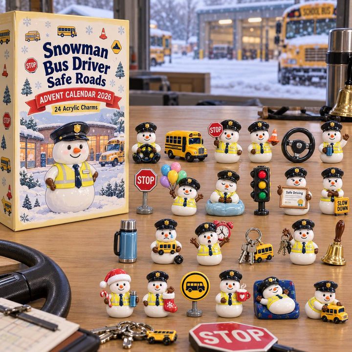 Snowman Bus Driver Safe Roads Advent Calendar 1