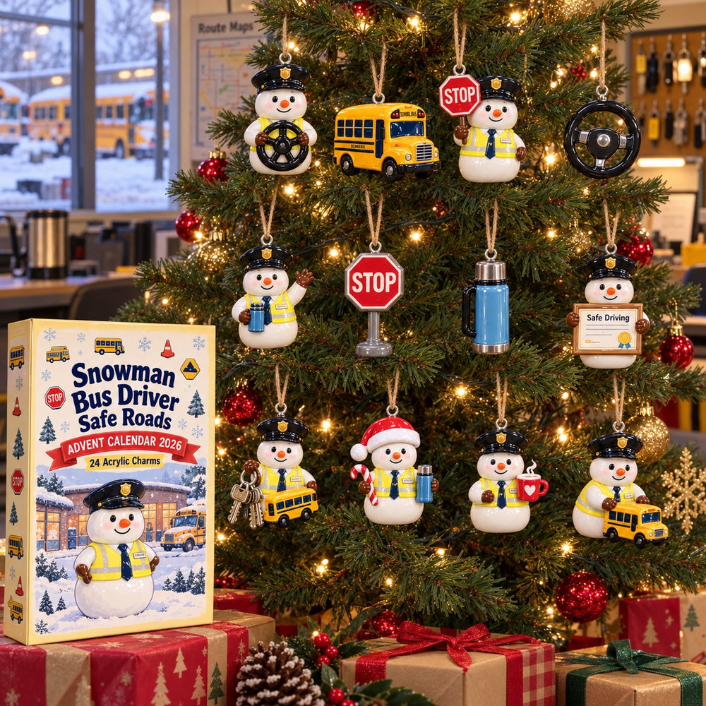 Snowman Bus Driver Safe Roads Advent Calendar 2