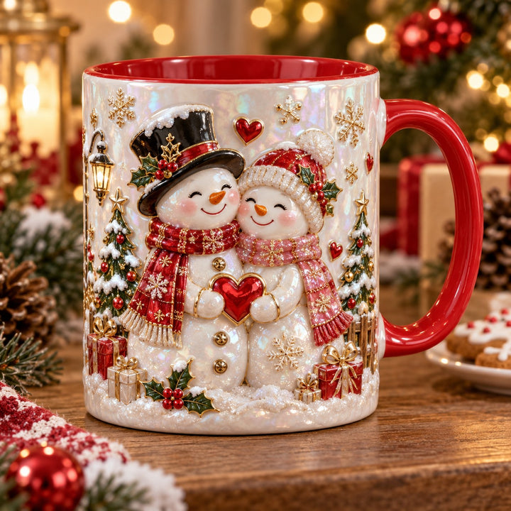 Snowman Couple Accent Mug 1
