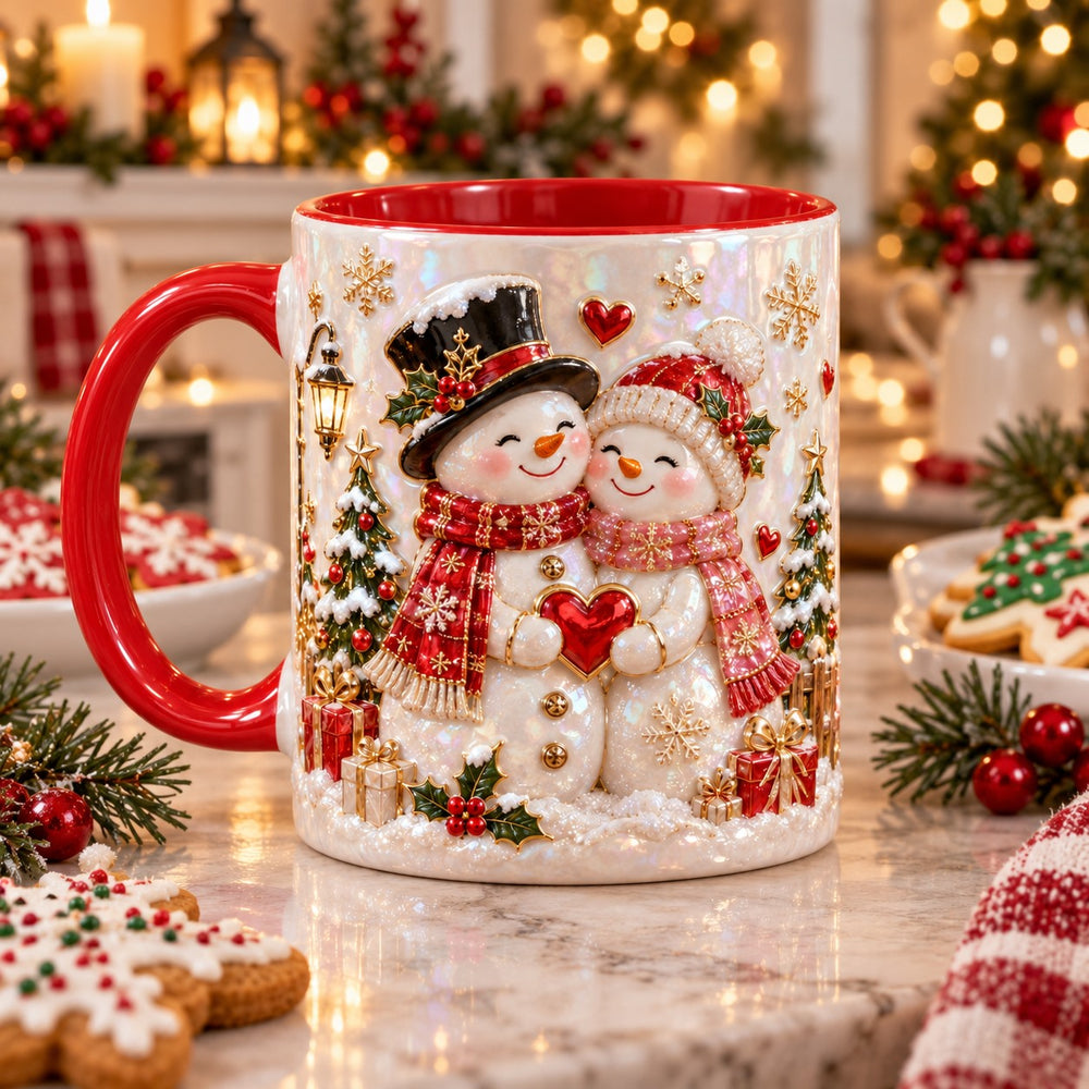 Snowman Couple Accent Mug 2