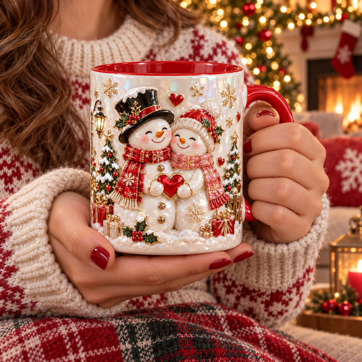 Snowman Couple Accent Mug 3