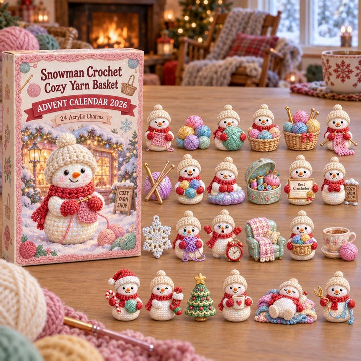 Snowman Crochet Cozy Yarn Basket Advent Calendar 1