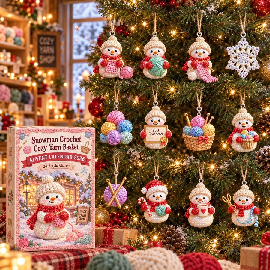 Snowman Crochet Cozy Yarn Basket Advent Calendar 2