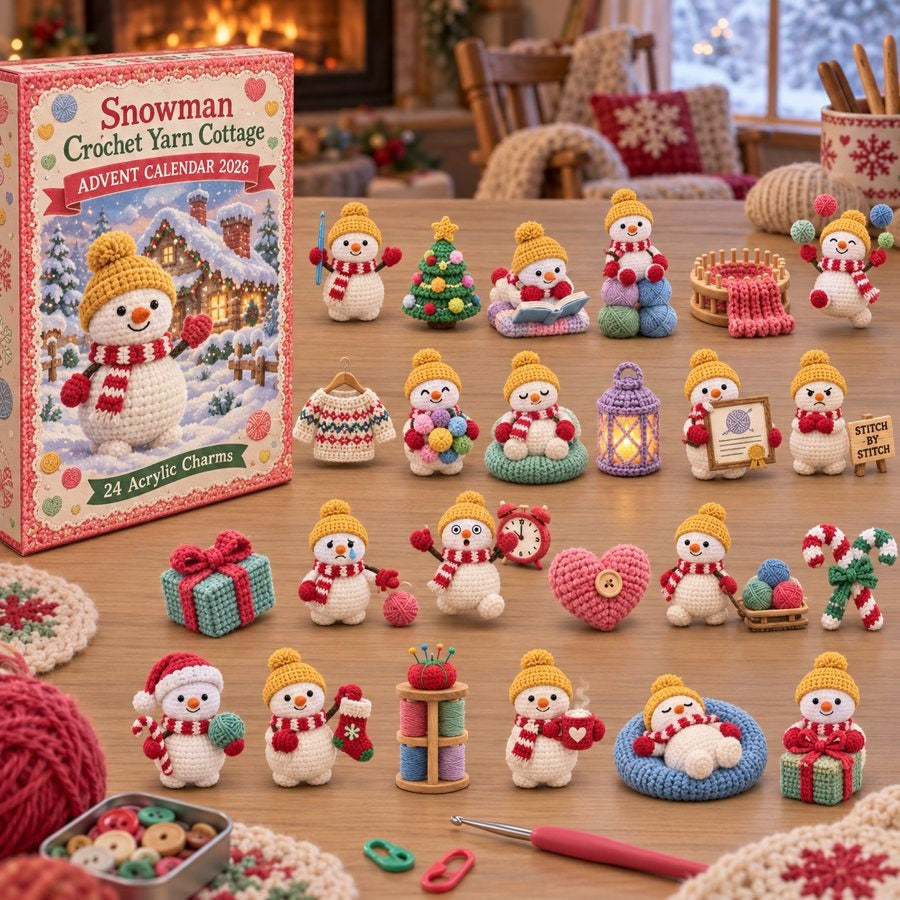 Snowman Crochet Yarn Cottage Advent Calendar 1