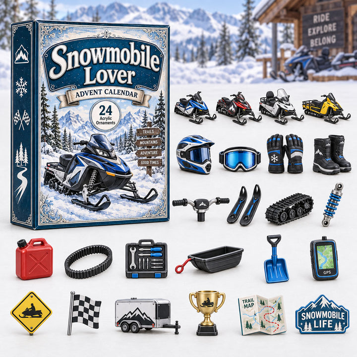 CHRISTMAS KICKOFF 40% OFF - Snowmobile Lover Advent Calendar 2026 - 24-Day Festive Countdown, Acrylic Charms Blind Box - Gift For Outdoor Hobby Lovers AC0HA269